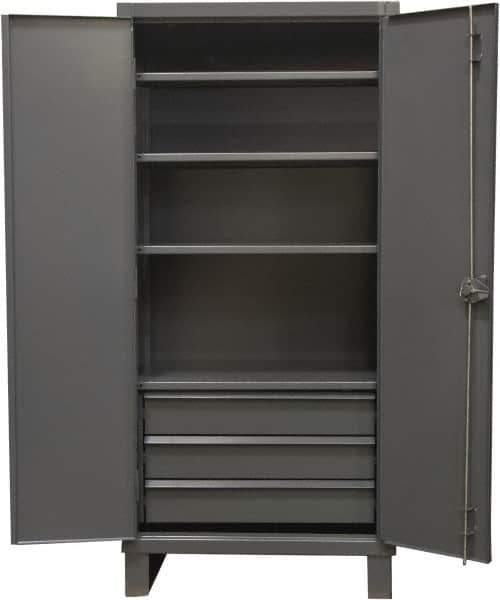 Durham - 4 Shelf Locking Storage Cabinet - Steel, 36" Wide x 24" Deep x 78" High, Gray - Industrial Tool & Supply