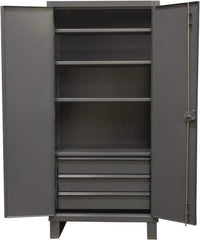 Durham - 4 Shelf Locking Storage Cabinet - Steel, 36" Wide x 24" Deep x 78" High, Gray - Industrial Tool & Supply