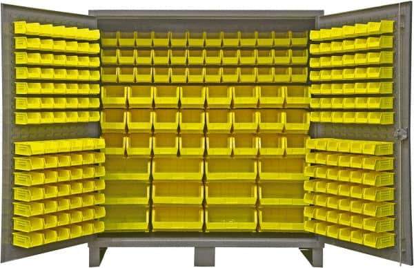Durham - 240 Bin Storage Cabinet - Steel, 72" Wide x 24" Deep x 78" High, Gray - Industrial Tool & Supply
