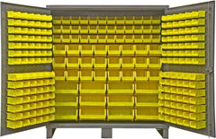 Durham - 240 Bin Storage Cabinet - Steel, 72" Wide x 24" Deep x 78" High, Gray - Industrial Tool & Supply