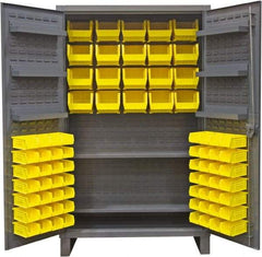 Durham - 2 Shelf 84 Bin Storage Cabinet - Steel, 48" Wide x 24" Deep x 78" High, Gray - Industrial Tool & Supply