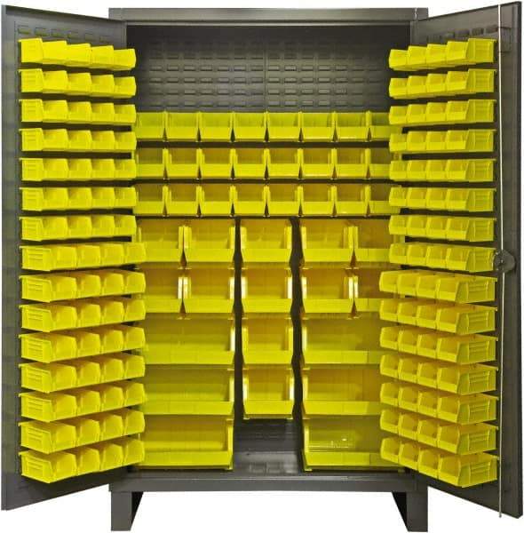 Durham - 162 Bin Storage Cabinet - Steel, 48" Wide x 24" Deep x 78" High, Gray - Industrial Tool & Supply