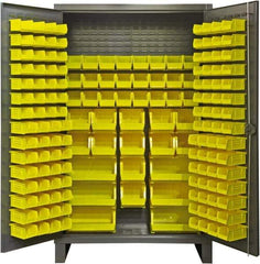 Durham - 162 Bin Storage Cabinet - Steel, 48" Wide x 24" Deep x 78" High, Gray - Industrial Tool & Supply