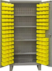 Durham - 4 Shelf 120 Bin Storage Cabinet - Steel, 48" Wide x 24" Deep x 78" High, Gray - Industrial Tool & Supply