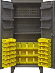 Durham - 2 Shelf 60 Bin Storage Cabinet - Steel, 36" Wide x 24" Deep x 78" High, Gray - Industrial Tool & Supply