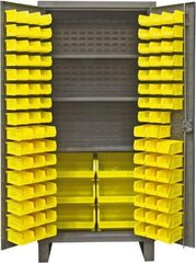 Durham - 3 Shelf 134 Bin Storage Cabinet - Steel, 48" Wide x 24" Deep x 78" High, Gray - Industrial Tool & Supply