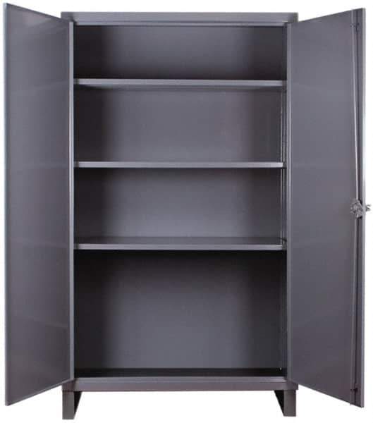 Durham - 3 Shelf Locking Storage Cabinet - Steel, 48" Wide x 24" Deep x 66" High, Gray - Industrial Tool & Supply
