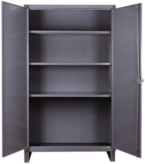 Durham - 3 Shelf Locking Storage Cabinet - Steel, 60" Wide x 24" Deep x 66" High, Gray - Industrial Tool & Supply