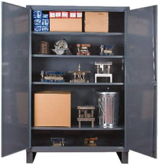 Durham - 4 Shelf Locking Storage Cabinet - Steel, 72" Wide x 24" Deep x 78" High, Gray - Industrial Tool & Supply