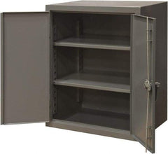 Durham - 2 Shelf Locking Storage Cabinet - Steel, 48" Wide x 24" Deep x 42" High, Gray - Industrial Tool & Supply