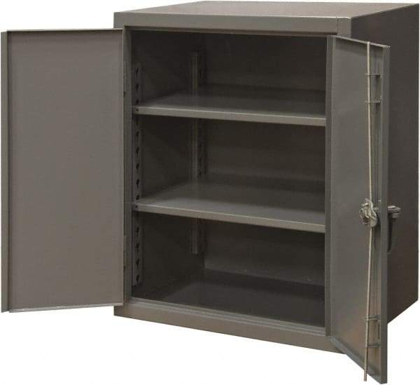 Durham - 2 Shelf Locking Storage Cabinet - Steel, 36" Wide x 24" Deep x 36" High, Gray - Industrial Tool & Supply