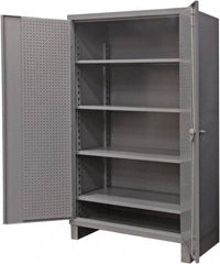 Durham - 4 Shelf Pegboard Storage Cabinet - Steel, 60" Wide x 24" Deep x 78" High, Gray - Industrial Tool & Supply