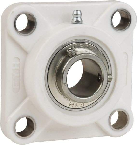 Value Collection - 1-1/4" ID, 4-7/32" OAL x 1-5/8" OAH 4-Bolt Flange Mounted Bearing - 2,540 Lb Static Cap, 4,383 Lb Dyn Cap, 3-17/64" Btw Mnt Hole Ctrs, 3/4" Base-to-Ctr Ht, Thermoplastic - Industrial Tool & Supply