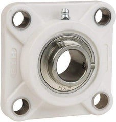 Value Collection - 1" ID, 3-3/4" OAL x 1-7/16" OAH 4-Bolt Flange Mounted Bearing - 1,764 Lb Static Cap, 3,147 Lb Dyn Cap, 2-3/4" Btw Mnt Hole Ctrs, 43/64" Base-to-Ctr Ht, Thermoplastic - Industrial Tool & Supply