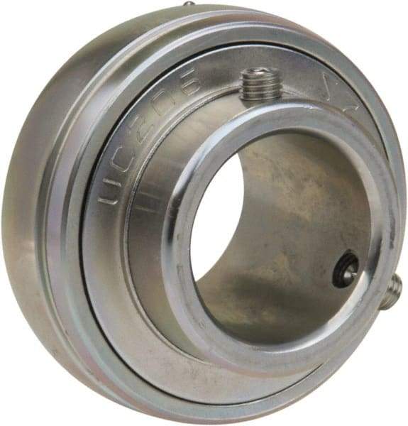 Value Collection - 1" ID x 2.047" OD, 3,147 Lb Dynamic Capacity, Ball Bearing Insert Insert Bearing - Zinc Chromate Plated Steel Insert, 0.669" Race Width, 1,764 Lb Static Capacity - Industrial Tool & Supply