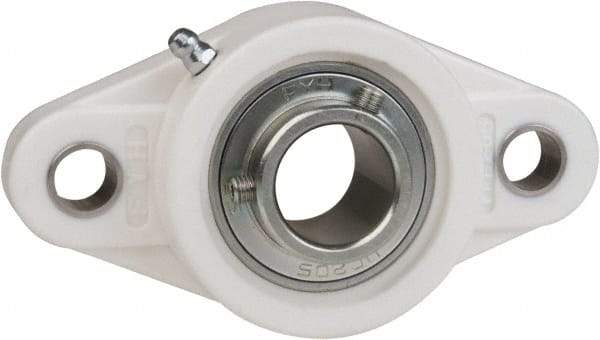 Value Collection - 1-3/16" ID, 5-13/16" OAL x 1-19/32" OAH 2-Bolt Flange Mounted Bearing - 2,540 Lb Static Cap, 4,383 Lb Dyn Cap, 4-39/64" Btw Mnt Hole Ctrs, 45/64" Base-to-Ctr Ht, Thermoplastic - Industrial Tool & Supply