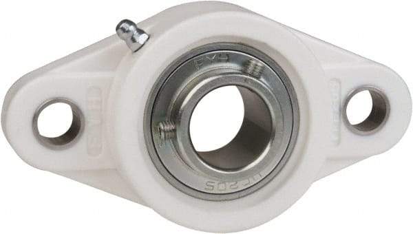 Value Collection - 1-1/4" ID, 6-15/32" OAL x 1-3/4" OAH 2-Bolt Flange Mounted Bearing - 3,462 Lb Static Cap, 5,777 Lb Dyn Cap, 5-1/8" Btw Mnt Hole Ctrs, 3/4" Base-to-Ctr Ht, Thermoplastic - Industrial Tool & Supply