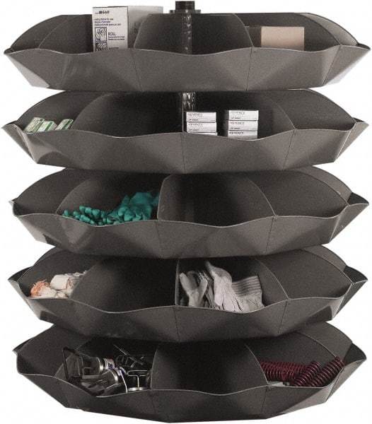 Durham - 10,000 Lb Capacity, 29" Deep x 66-5/16" High, Rotating Bin Rack - 1 Side, Gray Steel Bins - Industrial Tool & Supply