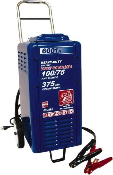 Associated Equipment - 6/12 Volt Battery Charger - 100 Amps/75 Amps, 375 Starter Amps - Industrial Tool & Supply