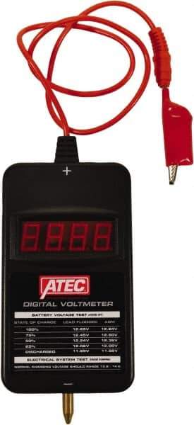 ATEC - 6/12 Volt Digital Battery & System Tester - 100 to 1,700 CCA Range, 1.6667' Cable - Industrial Tool & Supply