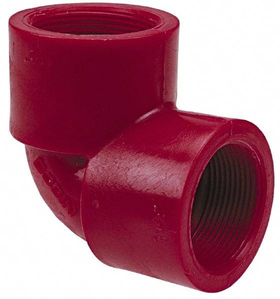 NIBCO - 3/4" PVDF Plastic Pipe 90° Elbow - Schedule 80, FIPT x FIPT End Connections - Industrial Tool & Supply