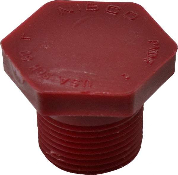 NIBCO - 1" PVDF Plastic Pipe Threaded Plug - Schedule 80, MIPT x MIPT End Connections - Industrial Tool & Supply
