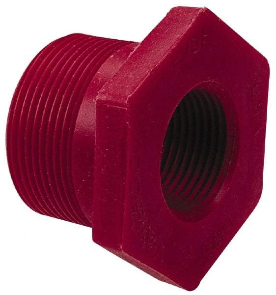 NIBCO - 1 x 1/2" PVDF Plastic Pipe Flush Threaded Reducer Bushing - Schedule 80, MIPT x FIPT End Connections - Industrial Tool & Supply