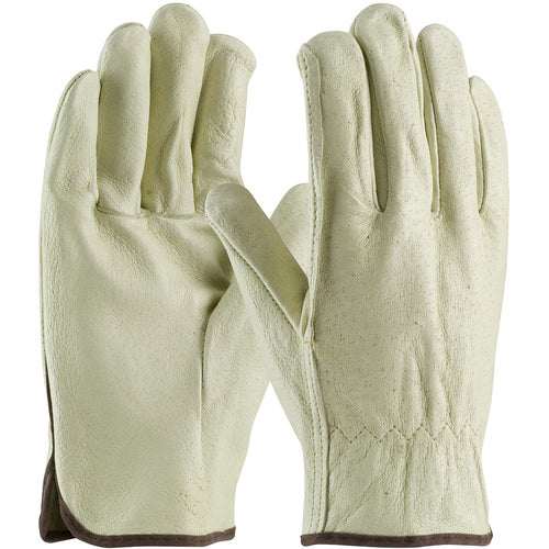 ‎70-318/S Leather Drivers Gloves - Top Grain Pigskin Leather Drivers - Premium Grade - Straight Thumb - Exact Industrial Supply