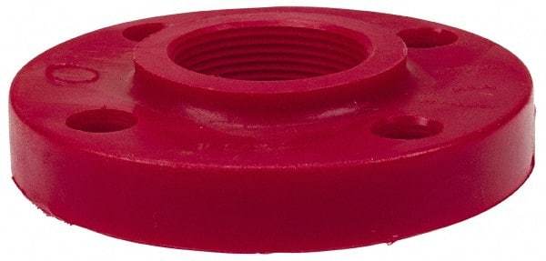 NIBCO - 1-1/2" Pipe, 5" OD, PVDF Threaded Pipe Flange - Schedule 80, Red - Industrial Tool & Supply