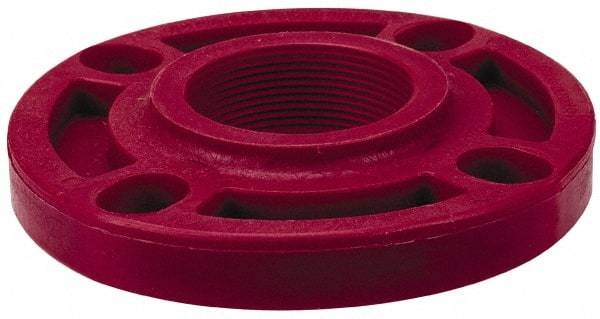 NIBCO - 2" Pipe, 6" OD, PVDF Threaded Pipe Flange - Schedule 80, Red - Industrial Tool & Supply