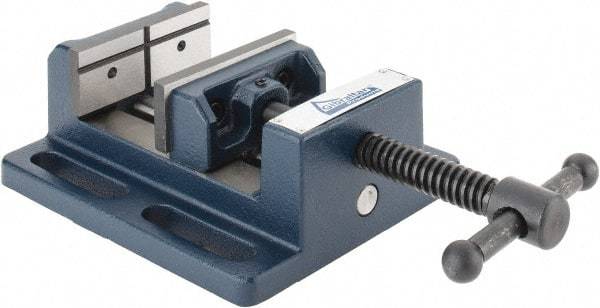 Gibraltar - 3" Jaw Opening Capacity x 1-1/8" Throat Depth, Horizontal Drill Press Vise - 3" Wide Jaw, Stationary Base, Standard Speed, 6-9/16" OAL x 2-7/16" Overall Height, Cast Iron - Industrial Tool & Supply