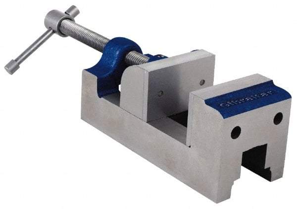 Gibraltar - 1-5/8" Jaw Opening Capacity x 1" Throat Depth, Horizontal Drill Press Vise - 1-1/2" Wide Jaw, Stationary Base, Standard Speed, 5" OAL, Cast Iron - Industrial Tool & Supply