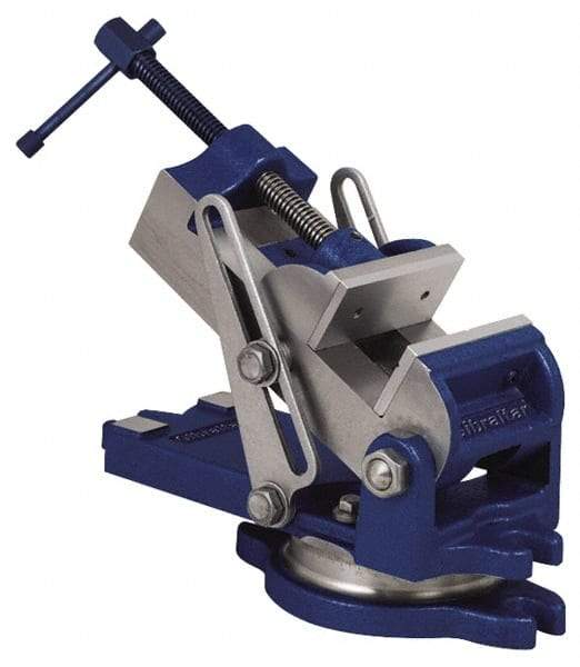 Gibraltar - 4" Jaw Width, 4" Jaw Opening Capacity, Angle Swivel Machine Vise - Manual Operation, 1 Station, 12-1/4" Long x 5-15/16" High x 1-3/4" Deep, 1-3/4" Jaw Height - Industrial Tool & Supply