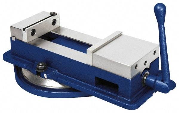 Gibraltar - 6" Jaw Width, 8-3/4" Jaw Opening Capacity, Horizontal Swivel Machine Vise - Manual Operation, 1 Station, 19-1/2" Long x 6-1/4" High x 1-5/8" Deep, 1-5/8" Jaw Height - Industrial Tool & Supply