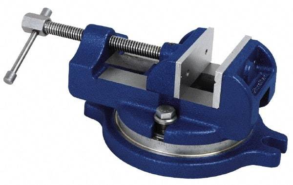 Gibraltar - 6" Jaw Width, 6" Jaw Opening Capacity, Horizontal Swivel Machine Vise - Manual Operation, 1 Station, 14-1/2" Long x 5-1/2" High x 2" Deep, 2" Jaw Height - Industrial Tool & Supply