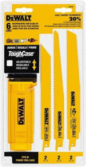 DeWALT - 6 Pieces, 8" to 9" Long x 0.04" Thickness, Bi-Metal Reciprocating Saw Blade Set - Straight Profile, 6 to 14 Teeth, Toothed Edge - Industrial Tool & Supply