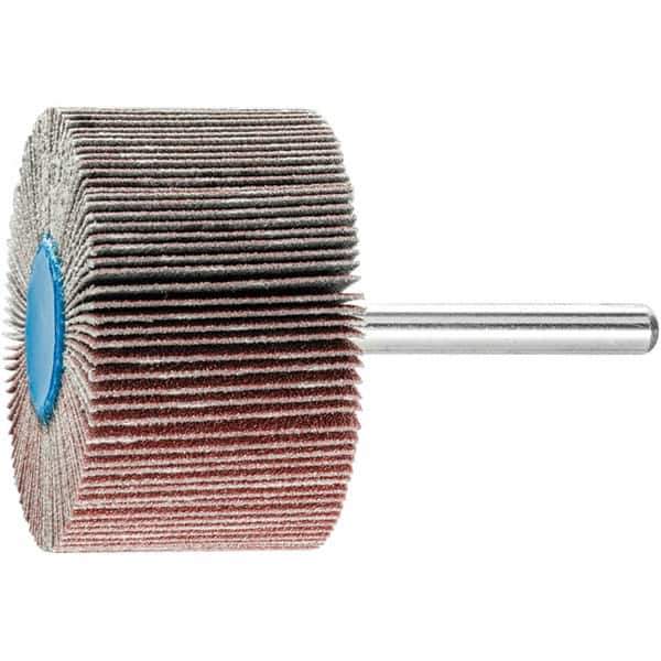 PFERD - 2" Diam x 1" Face Width, Aluminum Oxide Coated Mounted Flap Wheel - 1/4" Shank Mount, 40 Grit, 23,000 Max RPM - Industrial Tool & Supply