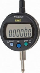 Mitutoyo - 0 to 12.7mm Range, 0.00005" Graduation, Electronic Drop Indicator - Flat Back, Accurate to 0.0001", English & Metric System, LCD Display - Industrial Tool & Supply