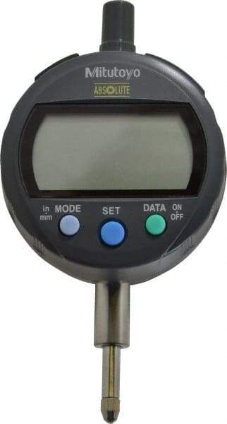 Mitutoyo - 0 to 12.7mm Range, 0.0005" Graduation, Electronic Drop Indicator - Flat Back, Accurate to 0.001", English & Metric System, LCD Display - Industrial Tool & Supply