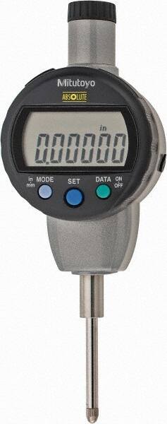 Mitutoyo - 0 to 1" Range, 0.00005" Graduation, Electronic Drop Indicator - Flat Back, Accurate to 0.0001", English & Metric System, LCD Display - Industrial Tool & Supply