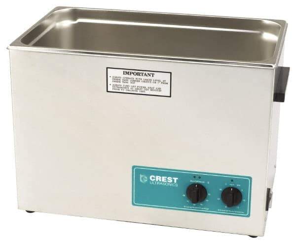 CREST ULTRASONIC - Bench Top Water-Based Ultrasonic Cleaner - 7 Gal Max Operating Capacity, Stainless Steel Tank, 368.3mm High x 533.4mm Long x 323.85mm Wide, 117 Input Volts - Industrial Tool & Supply