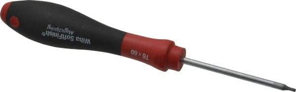 Wiha - T6 Torx Driver - 60mm Blade Length, 6-1/2" OAL, Ergonomic Handle - Industrial Tool & Supply