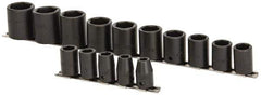 Proto - 15 Piece 1/2" Drive Impact Socket Set - 6 Points, 3/8" to 1-1/4" Range, Inch Measurement Standard - Industrial Tool & Supply