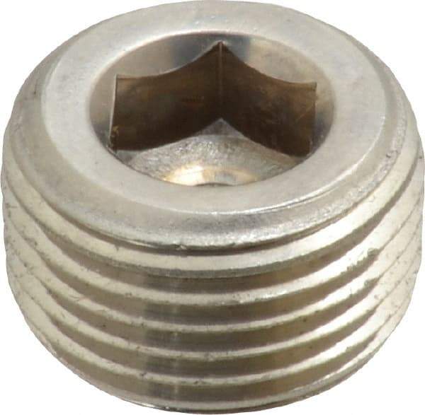Merit Brass - 3/8" Grade 316/316L Stainless Steel Pipe Hex Countersunk Plug - MNPT End Connections, 150 psi - Industrial Tool & Supply