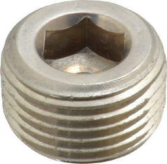 Merit Brass - 3/8" Grade 316/316L Stainless Steel Pipe Hex Countersunk Plug - MNPT End Connections, 150 psi - Industrial Tool & Supply