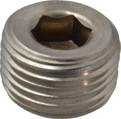 Merit Brass - 1/2" Grade 316/316L Stainless Steel Pipe Hex Countersunk Plug - MNPT End Connections, 150 psi - Industrial Tool & Supply