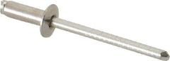 RivetKing - Size 54 Dome Head Stainless Steel Open End Blind Rivet - Stainless Steel Mandrel, 0.188" to 1/4" Grip, 0.312" Head Diam, 0.16" to 0.164" Hole Diam, 0.425" Length Under Head, 5/32" Body Diam - Industrial Tool & Supply