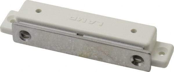 Sugatsune - 3.39" Long x 0.67" Wide x 0.51" High, Plastic & Steel Magentic Catch - White Finish, 10.5 Magnetic Force, 2-3/4" Long Strike, 15/32" Wide Strike - Industrial Tool & Supply