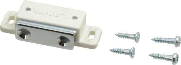 Sugatsune - 1.99" Long x 0.67" Wide x 0.47" High, Plastic & Steel Tension Catch - White Finish, 5.2 Magnetic Force, 1-3/16" Long Strike, 29/64" Wide Strike - Industrial Tool & Supply