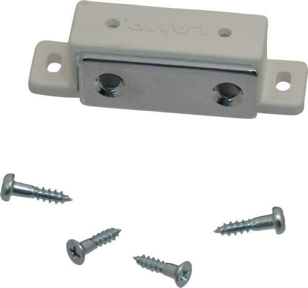 Sugatsune - 2.36" Long x 0.71" Wide x 0.63" High, Plastic & Steel Tension Catch - White Finish, 6.1 Magnetic Force, 1-1/2" Long Strike, 35/64" Wide Strike - Industrial Tool & Supply